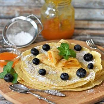 Crepes with blueberries